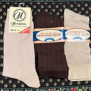 NWT Montana Blues and National Ladies Casual Legwear 3 Pair Trouser Socks